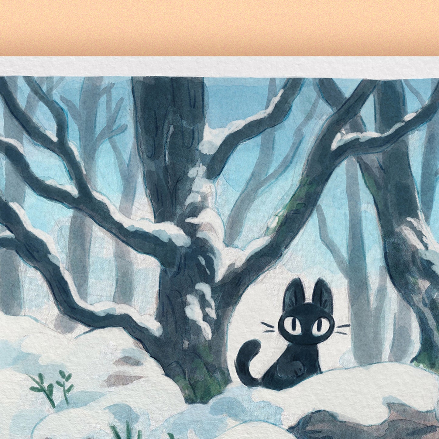 CAT IN SNOW • Art Print