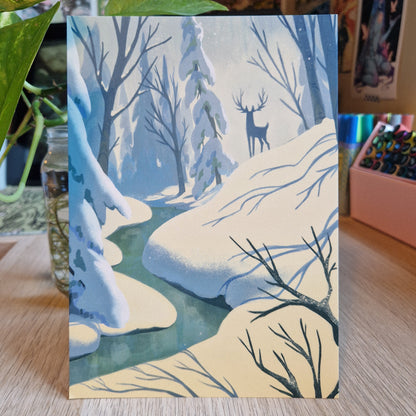 winter deer • A5 postcard print