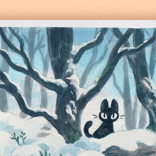 CAT IN SNOW • Art Print