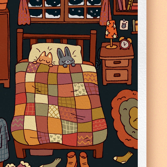 SNOWY SLEEPOVER • Art Print