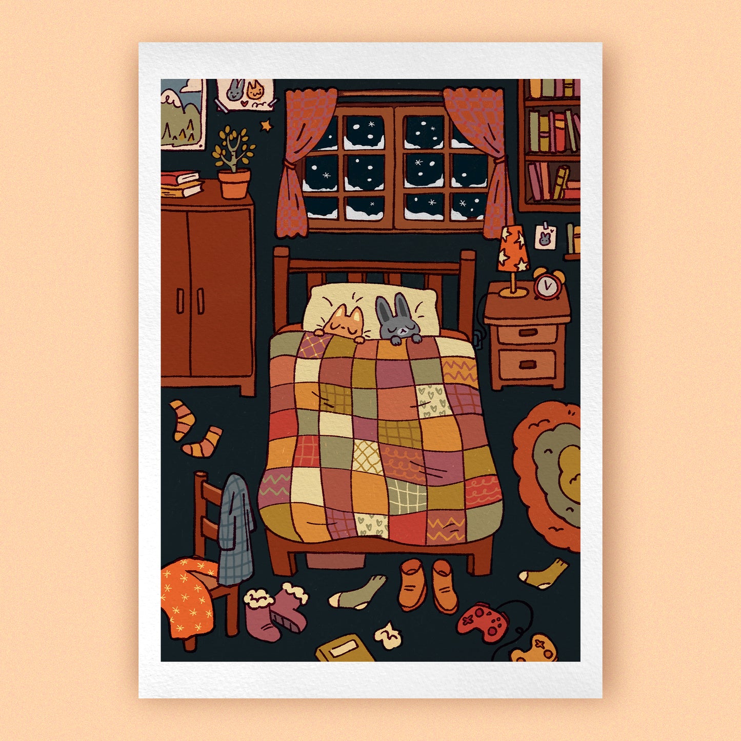 SNOWY SLEEPOVER • Art Print