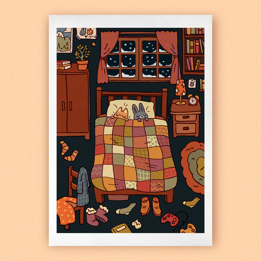 SNOWY SLEEPOVER • Art Print